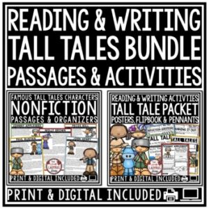 Tall Tales Genre Reading Comprehension Passages, Writing Graphic Organizers-1
