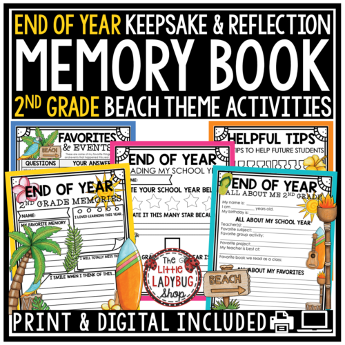 Beach Tropical End of Year Memory Book 2nd Grade Last Week of School