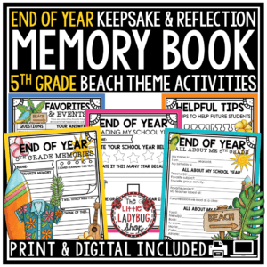 Beach Tropical End of Year Memory Book 5th Grade Last Week of School Activities