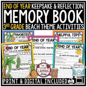 Beach Tropical End of Year Memory Book 3rd Grade Last Week of School Activities