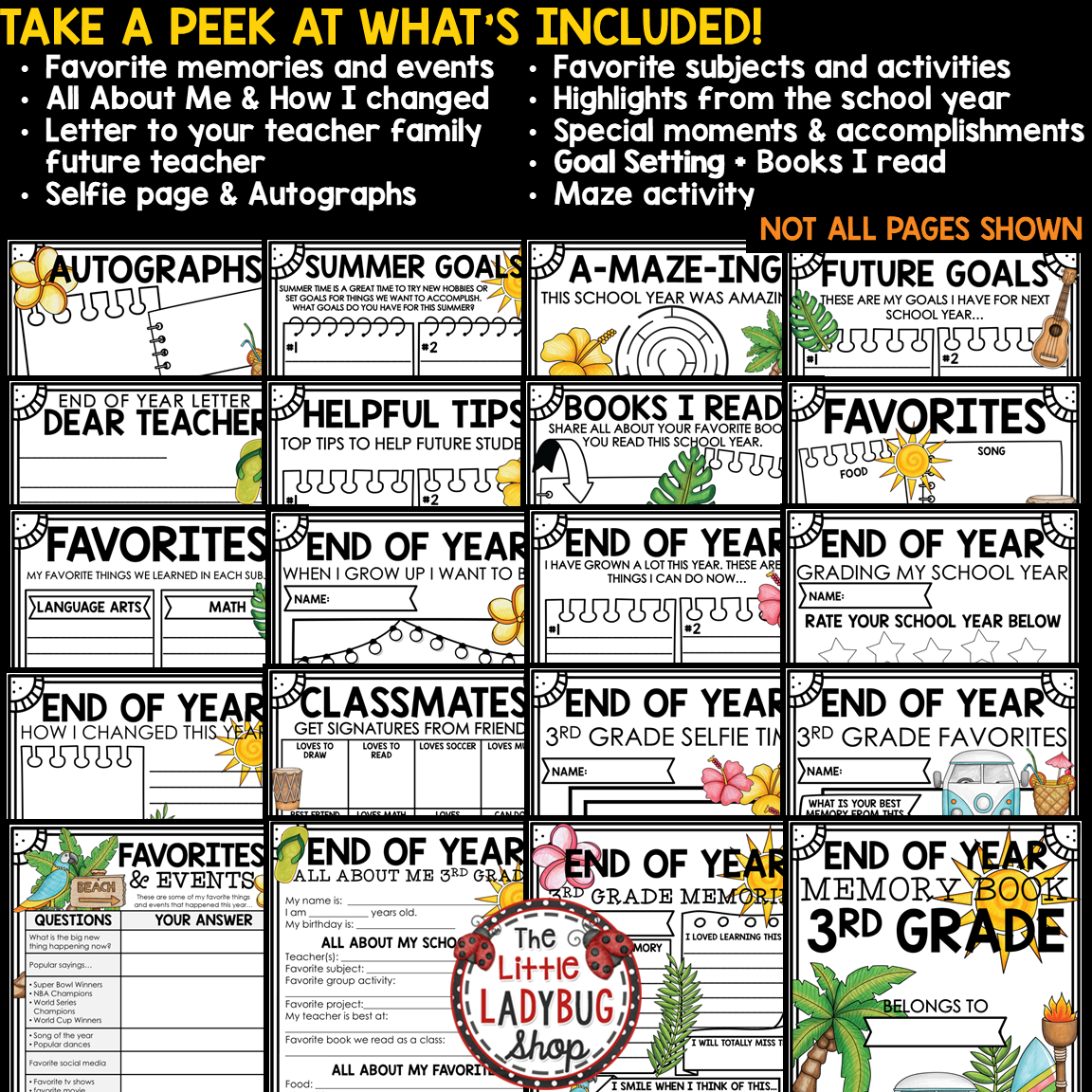 Beach Tropical End of Year Memory Book 3rd Grade Last Week of School Activities