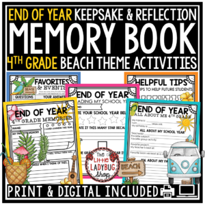 Beach Tropical End of Year Memory Book 4th Grade Last Week of School Activities