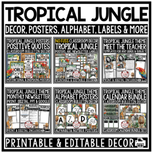 Wild Animal Safari Jungle Tropical Theme Classroom Décor Adventure Expedition