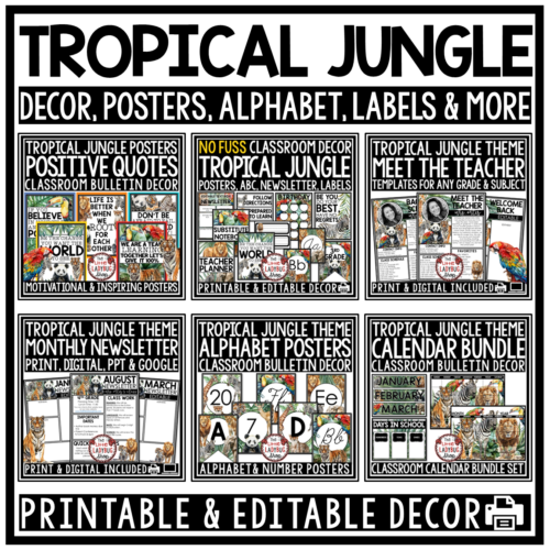 Wild Animal Safari Jungle Tropical Theme Classroom Décor Adventure Expedition