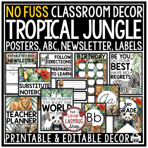 Wild Animal Safari Jungle Tropical Theme Classroom Décor Adventure Expedition