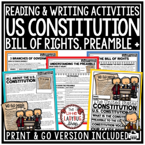 United States History US Constitution Day Activities Preamble Bill of Rights