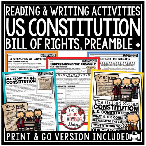 United States History US Constitution Day Activities Preamble Bill of Rights
