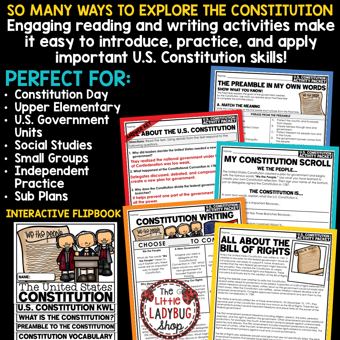 United States History US Constitution Day Activities Preamble Bill of Rights