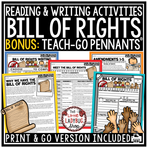U.S. Bill of Rights Activity Reading Government Civics 3rd 4th 5th Grade