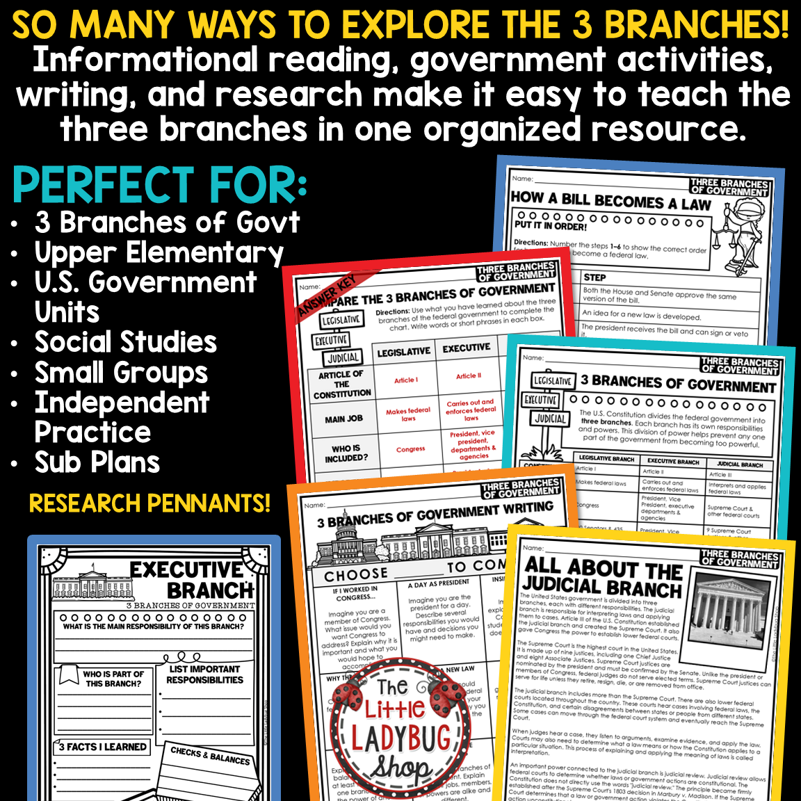 3 Three Branches of Government Activities Worksheets U.S. Government