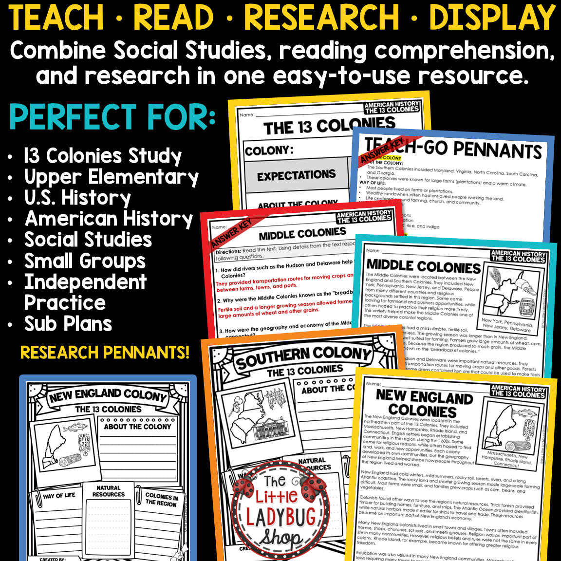 U.S.13 Colonies Activities Project Worksheets Colonial America Regions