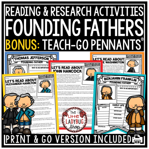 US History Founding Fathers Activities Reading Passages Research Project