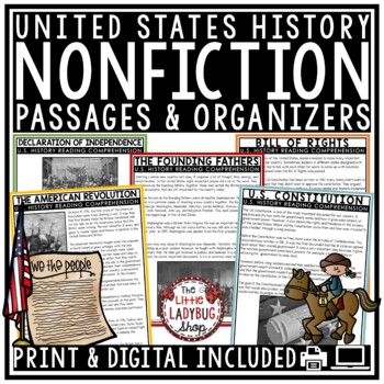 United States US History Nonfiction Reading Comprehension Passages and Questions