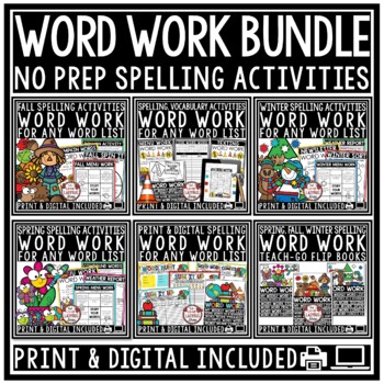 Winter, Fall, Spring Word Work Spelling Activities for Any List Words Worksheets-1