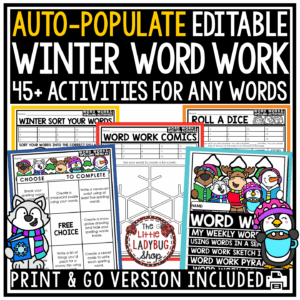 Winter Spelling Activities Winter Word Work Practice Worksheets