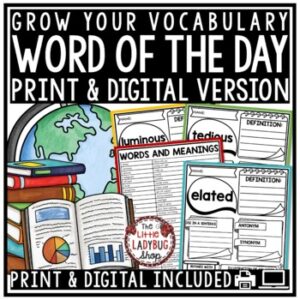 Word of The Day and Week, Vocabulary Activities Word Work Worksheets Templates-1