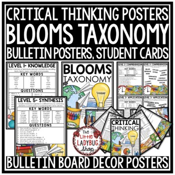 Blooms Taxonomy Posters Questions Chart Higher Order Thinking Skills Bulletin