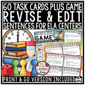 Revise and Edit Sentences Task Card Test Prep ELA Revising Editing 3rd 4th Grade