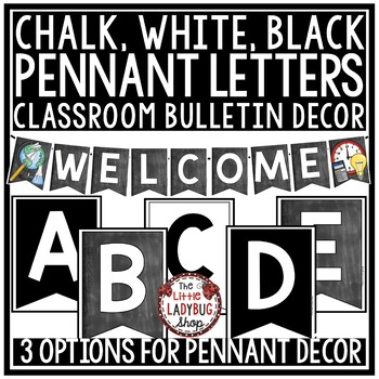 Classroom Decor White Black Chalkboard Letters Bulletin Board Printable Banner