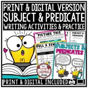 Grammar Complete Subject and Predicate Worksheet Activities 3rd 4th Grade