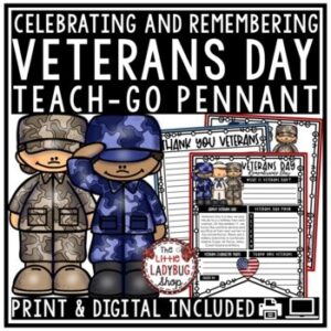 Veterans Day Writing Bulletin Board, Thank you Card, Remembrance Day Activity