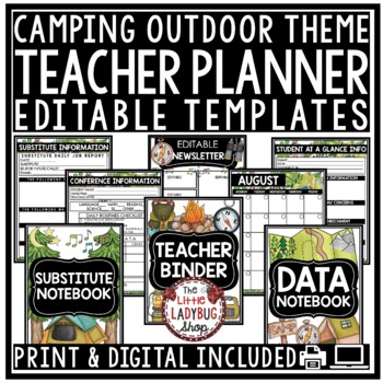 Camping Theme Classroom Decor Teacher Planner Binder Editable Newsletter1