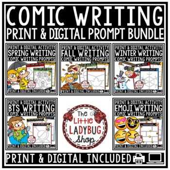 Comics Spring, Fall, Winter Writing Prompts 3rd 4th Grade Google Slides-preview