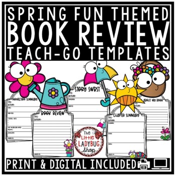 Book Review Template Spring Bulletin Board & Digital Book Report Google Slides1