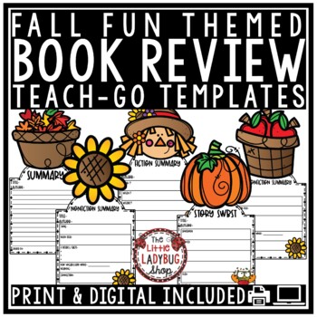 Book Review Template Fall Bulletin Board & Digital Book Report Google Slides1