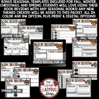 Book Review Report Templates Back to School Fall Reading Response Comprehension-3