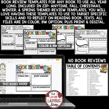 Book Review Report Templates Back to School Fall Reading Response Comprehension-4