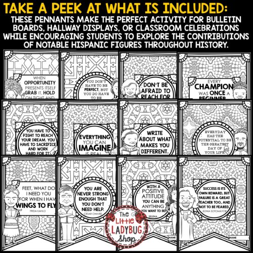 Hispanic Heritage Month Coloring Posters Quotes Bulletin Board