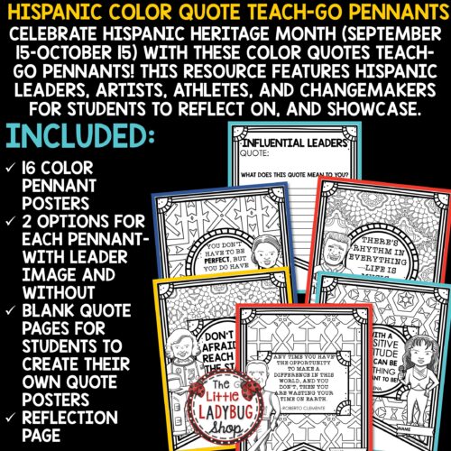 Hispanic Heritage Month Coloring Posters Quotes Bulletin Board