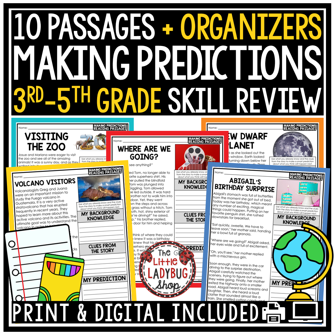 Making Predictions Worksheets Reading Activities Graphic Organizers perfect for 3rd 4th and 5th grade