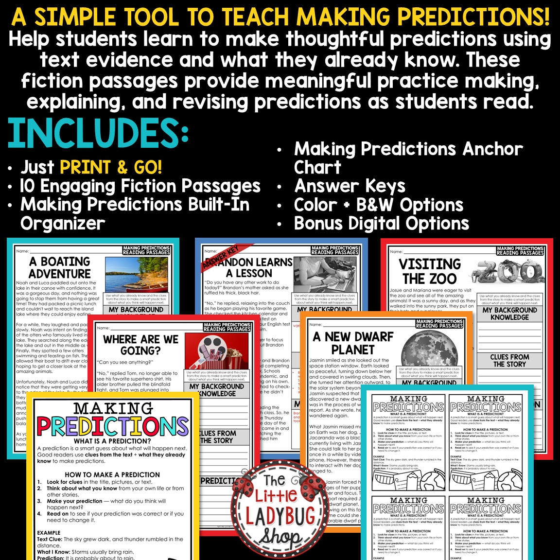 Making Predictions Worksheets Reading Activities Graphic Organizers perfect for 3rd 4th and 5th grade