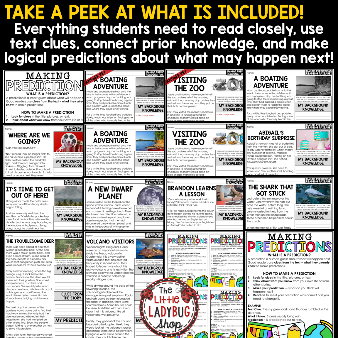 Making Predictions Worksheets Reading Activities Graphic Organizers perfect for 3rd 4th and 5th grade
