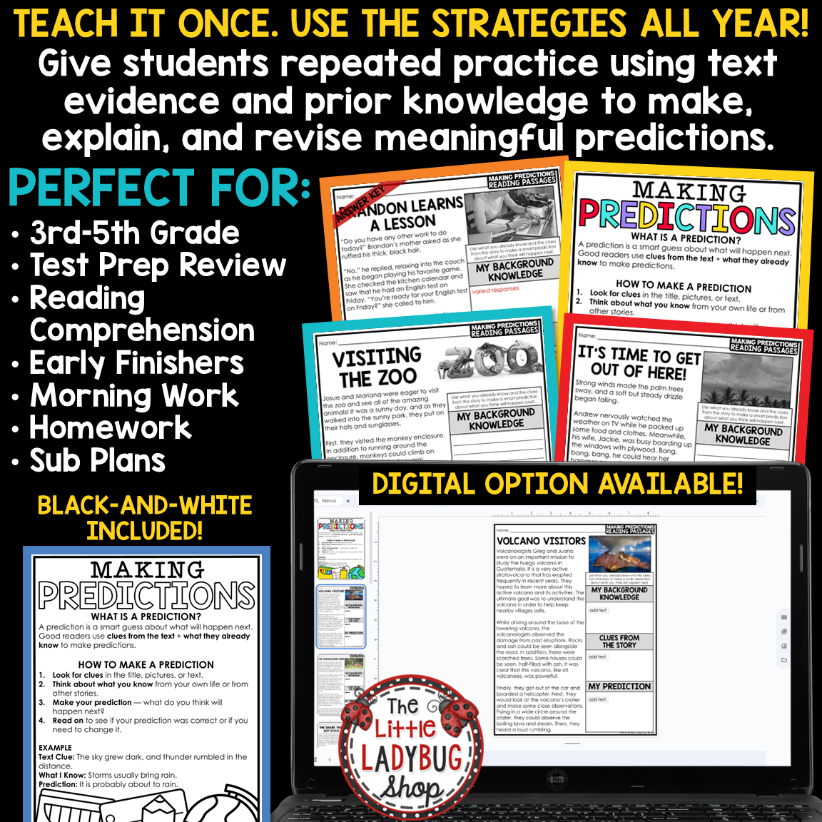 Making Predictions Worksheets Reading Activities Graphic Organizers perfect for 3rd 4th and 5th grade