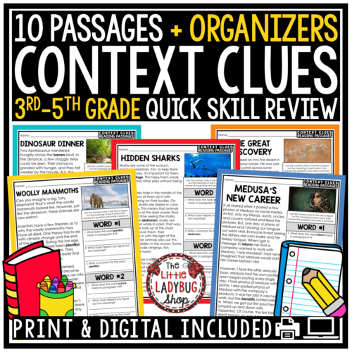 Context Clues Vocabulary Worksheets Graphic Organizer Activities perfect for 3rd 4th and 5th grade