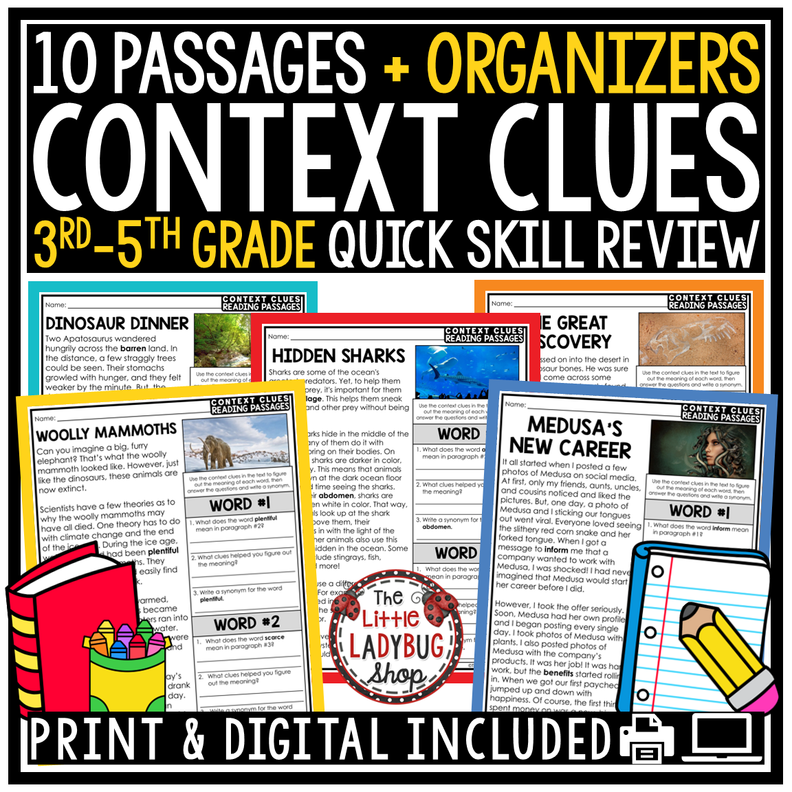 Context Clues Vocabulary Worksheets Graphic Organizer Activities perfect for 3rd 4th and 5th grade