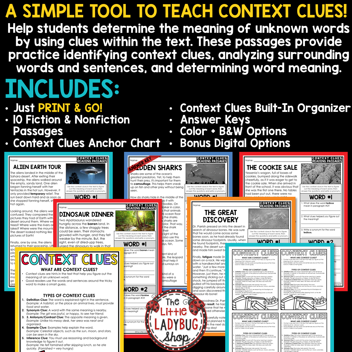 Context Clues Vocabulary Worksheets Graphic Organizer Activities perfect for 3rd 4th and 5th grade