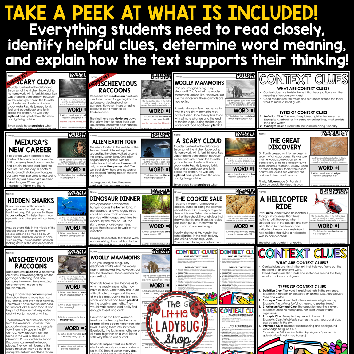 Context Clues Vocabulary Worksheets Graphic Organizer Activities perfect for 3rd 4th and 5th grade