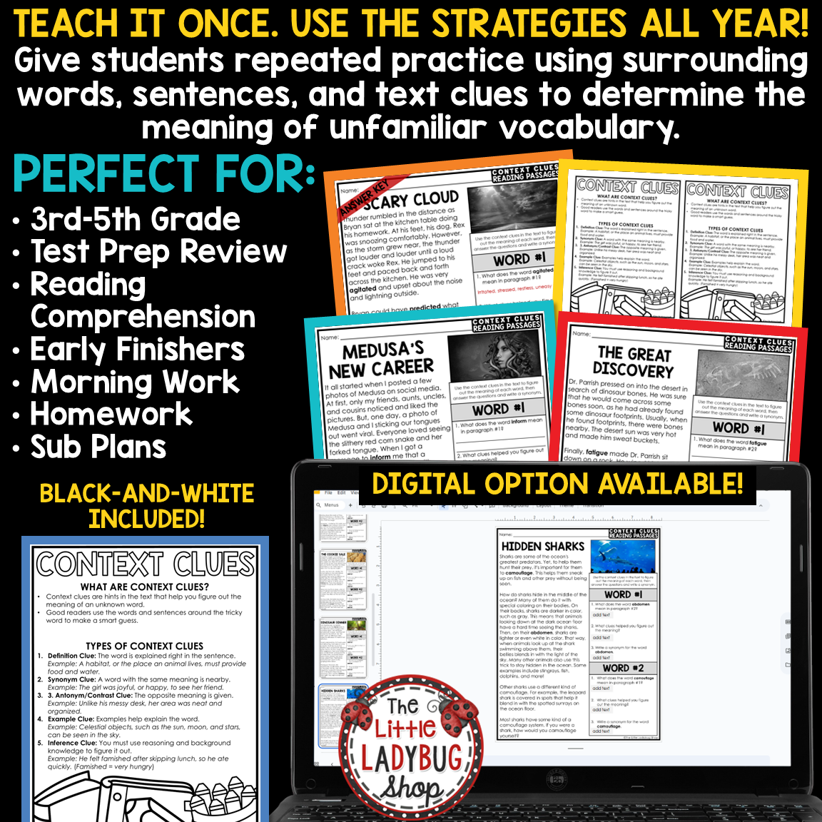 Context Clues Vocabulary Worksheets Graphic Organizer Activities perfect for 3rd 4th and 5th grade