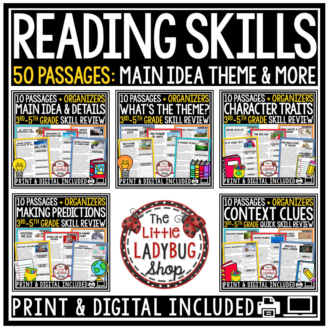 ELA Reading Test Prep Comprehension Passages and Questions 3rd 4th Grade