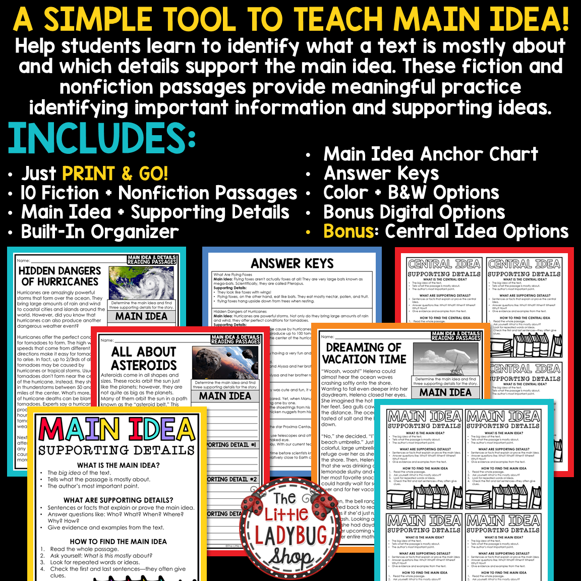 Main Idea and Supporting Details Reading Comprehension Passages