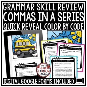 Quick Digital Grammar Practice: Color By Commas in a Series Game for Google Forms