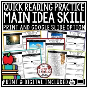 Quick Reading Comprehension- Digital Main Idea & Supporting Details Passages1