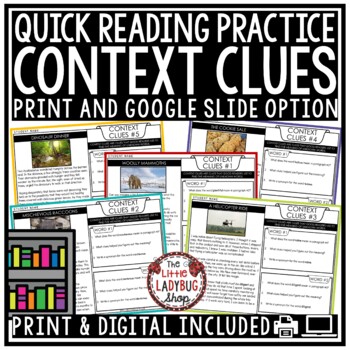 Quick Reading Comprehension Skills- Digital Context Clues Reading Passages1