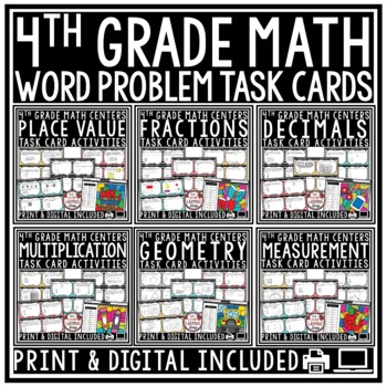 4th Grade Math Test Prep Centers Problem Solving Task Card TEKS-1