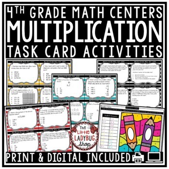 4th Grade Math Test Prep Centers Problem Solving Task Card TEKS-2
