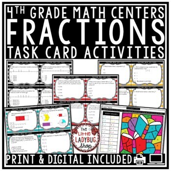 4th Grade Math Test Prep Centers Problem Solving Task Card TEKS-3